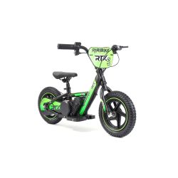 Otroški električni poganjalec RIRIBIKE RTX3 24V (12"), zelen, Litijeva baterija, 100W motor, Disk zavora, Nastavljiv mehak PU sedež