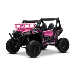 Otroški štirikolesnik na akumulator UTV 24V, Roza - dvosed, 2 x 200 W motor, Litijeva baterija, EVA kolesa, osne vzmeti, električne zavore, oblazinjen sedež, 2,4 GHz daljinec, USB, SD kartica