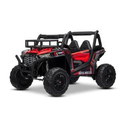 Otroški štirikolesnik na akumulator UTV 24V, rdeč - dvosed, 2 x 200 W motor, Litijeva baterija, EVA kolesa, osne vzmeti, električne zavore, oblazinjen sedež, 2,4 GHz daljinec, USB, SD kartica
