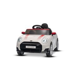 Električni avtomobilček BMW Mini Cooper 12V, bel, USB vhod z Bluetooth povezavo za MP3 predvajalnik, 2,4 GHz daljinski upravljalnik, 2 x 25W motor, litijeva baterija, LED luči, ORIGINALNA registracija