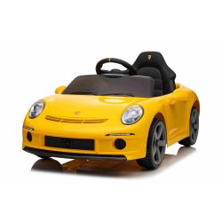 Električni avtomobilček RUF GT 12V, rumen, odpirajoča se vrata, daljinski upravljalnik 2,4 GHz, LED luči spredaj in zadaj, USB/Aux vhod, litijeva baterija, 2 X 35W motor, ORIGINALNA registracija