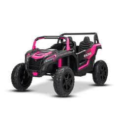 Električni avtomobilček UTV XXL 24V, roza, dvosedežni, motor z diferencialom, napihljiva gumijasta kolesa, vzmetene zadnje osi, kolutne zavore, oblazinjen sedež, nastavljiv volan, bluetooth, MP3 predvajalnik z USB/SD vhodom
