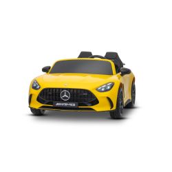 Električni avtomobilček Mercedes GT63 AMG 24V s pogonom 4x4, rumen, dvosedežen, nastavljiv voznikov sedež, mehka EVA kolesa, 2,4 GHz daljinski upravljalnik, USB/Bluetooth, 200W motorji, vzmetenje, litijeva baterija, LED luči spredaj in zadaj, ORIGINALNA
