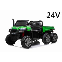 Otroški traktor na akumulator RIDER 6X6 24V z 4x4 pogonom, 4X 200W, 24V/10Ah baterija, EVA mehka kolesa, dva široka sedeža, vzmeti, 2,4 GHz daljinski upravljalnik, MP3 predvajalnik z USB/SD vhodi, Bluetooth