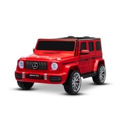 Električni avtomobilček Mercedes-Benz G63 AMG 4x4 Dvosedežni 24V, rdeč, MP3 predvajalnik z USB/AUX in Bluetooth povezavo, 4x4 pogon, litijeva baterija, EVA kolesa z vzmetenjem, Umetno usnjeni sedeži, Daljinski upravljalnik, Registrirana vozila