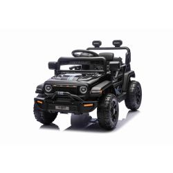 Električni avtomobilček OFFROAD NEW s pogonom na zadnja kolesa, črn, Litijeva baterija, Visoka šasija, širok sedež, Vzmetene osi, 2,4 GHz Daljinski upravljalnik, LED luči
