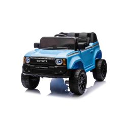 Električni avtomobilček Toyota Landcruiser 12V, moder, širok enojni sedež, 2,4 GHz daljinski upravljalnik, USB/AUX vhod, Bluetooth, vzmetenje, litijeva baterija, LED luči, 2 X 25W motor, ORIGINALNA registracija