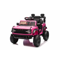 Električni avtomobilček Ford Bronco s pogonom na zadnja kolesa z dovoljenjem (Enojni sedež), roza, Litijeva baterija, Visoka šasija, širok sedež, Vzmetenje zadnje osi, 2,4 GHz Daljinski upravljalnik, MP3 predvajalnik z USB vhodom, LED luči