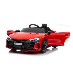 Električni avtomobilček Audi RS E-tron GT 12V, rdeč, širok enojni sedež, 2,4 GHz daljinski upravljalnik, USB/AUX vhod, Bluetooth, vzmetenje, litijeva baterija, LED luči, 2 X 25W motor, ORIGINALNA registracija