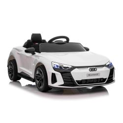 Električni avtomobilček Audi RS E-tron GT 12V, bel, širok enojni sedež, 2,4 GHz daljinski upravljalnik, USB/AUX vhod, Bluetooth, vzmetenje, litijeva baterija, LED luči, 2 X 25W motor, ORIGINALNA registracija