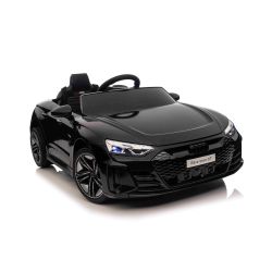 Električni avtomobilček Audi RS E-tron GT 12V, črne barve, širok enojni sedež, 2,4 GHz daljinski upravljalnik, USB/AUX vhod, Bluetooth, vzmetenje, litijeva baterija, LED luči, 2 X 25W motor, ORIGINALNA registracija