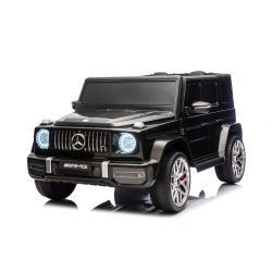 Električni avtomobilček Mercedes-Benz G63 AMG 4x4 Dvosedežni 24V, črne barve, MP3 predvajalnik z USB/AUX in Bluetooth povezavo, 4x4 pogon, litijeva baterija, EVA kolesa z vzmetenjem, Usnjeni sedeži, Daljinski upravljalnik, Registrirana vozila