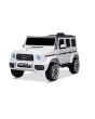 Električni avtomobilček Mercedes G, bel, enojni sedež, litijeva baterija, 2,4 GHz daljinski upravljalnik, 2XMOTOR, USB, SD kartica, ORIGINALNA licenca