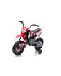 Električni motocikel MOTOCROSS, rdeč, 12V baterija, EVA mehka kolesa, usnjen sedež, 2 x 25W motor, vzmetenje, kovinski okvir, MP3 predvajalnik z Bluetoothom, pomožna kolesa