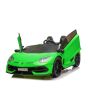 Električni avto Lamborghini Aventador 24V Dvosed, zeleno pobarvan, 2,4 GHz DO, mehki PU sedeži, LCD zaslon, vzmetenje, vrata z navpičnim odpiranjem, mehka platišča EVA, 2 X 45W MOTOR, ORIGINALNA licenca