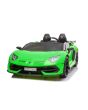 Električni Lamborghini Aventador 12V dvosed, zelen, 2,4 GHz daljinski upravljalnik, USB / SD vhod, vzmetenje, vrata z navpičnim odpiranjem, mehka platišča EVA, 2 X MOTOR, ORIGINALNO dovoljenje