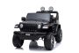 Električni avtomobilček JEEP Wrangler, Dvosed, črn, Usnjeni sedeži, Radio z Bluetooth predvajalnikom, SD/USB vhod, 4x4 pogon, Litijeva baterija, EVA kolesa, Vzmetene osi, 2,4 GHz daljinski upravljalnik