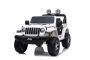 Električni avtomobilček JEEP Wrangler, Dvosed, Bela, Usnjeni sedeži, Radio z Bluetooth predvajalnikom, SD/USB vhod, 4x4 pogon, Litijeva baterija, EVA kolesa, Vzmetene osi, 2,4 GHz daljinski upravljalnik