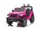 Električni avtomobilček JEEP Wrangler, Dvosed, Roza, Usnjeni sedeži, Radio z Bluetooth predvajalnikom, SD/USB vhod, 4x4 pogon, Litijeva baterija, EVA kolesa, Vzmetene osi, 2,4 GHz daljinski upravljalnik