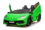 Električni avto Lamborghini Aventador 24V Dvosed, zeleno pobarvan, 2,4 GHz DO, mehki PU sedeži, LCD zaslon, vzmetenje, vrata z navpičnim odpiranjem, mehka platišča EVA, 2 X 45W MOTOR, ORIGINALNA licenca