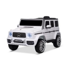 Električni avtomobilček Mercedes G, bel, enojni sedež, litijeva baterija, 2,4 GHz daljinski upravljalnik, 2XMOTOR, USB, SD kartica, ORIGINALNA licenca