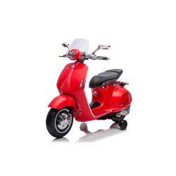 Električni motocikel Vespa 946 tudi z vzvratno prestavo, rdeče barve, s pomožnimi kolesi, Licenca, Litijeva baterija, 2x 30W motor, usnjen sedež, MP3 predvajalnik z USB vhodom