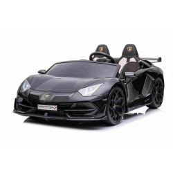 Električni avto Lamborghini Aventador 24V Dvosed, črno lakiran, 2,4 GHz DO, Mehki PU sedeži, LCD zaslon, vzmetenje, vertikalno odpiranje vrat, mehka EVA platišča, 2 X 45W MOTOR, ORIGINALNA licenca