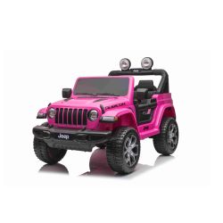 Električni avtomobilček JEEP Wrangler, Dvosed, Roza, Usnjeni sedeži, Radio z Bluetooth predvajalnikom, SD/USB vhod, 4x4 pogon, Litijeva baterija, EVA kolesa, Vzmetene osi, 2,4 GHz daljinski upravljalnik