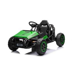 Električni kart SPORT-KART 24V, zelen, EVA kolesa, usnjen sedež, 2 x 50W motor, 24V baterija, masivna kovinska konstrukcija