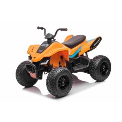 Licenčni električni štirikolesnik McLaren Racing MCL 12V 4X4, oranžna, mehka EVA platišča, DALJINSKI UPRAVLJALNIK, usnjen sedež, vzmetena zadnja os, 4 x 35W motor, LED luči, 12V10Ah baterija