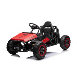 Električni kart SPORT-KART 24V, rdeč, EVA kolesa, usnjen sedež, 2 x 50W motor, 24V baterija, masivna kovinska konstrukcija