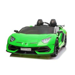 Električni Lamborghini Aventador 12V dvosed, zelen, 2,4 GHz daljinski upravljalnik, USB / SD vhod, vzmetenje, vrata z navpičnim odpiranjem, mehka platišča EVA, 2 X MOTOR, ORIGINALNO dovoljenje