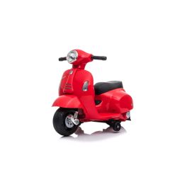 Električni motocikel Vespa GTS, rdeč, s pomožnimi kolesi, Licenca, 6V baterija, usnjen sedež, 30W motor