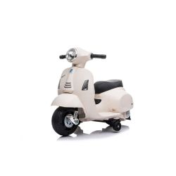 Električni motocikel Vespa GTS, bela, s pomožnimi kolesi, Licenca, Litijeva baterija, usnjen sedež, 30W motor