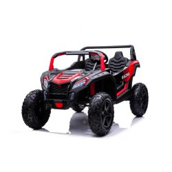 Električni štirikolesnik UTV XXL 24V, rdeč - dvosed, 180 W motorji, napihljiva gumijasta kolesa, zadnje osi z amortizacijo, disk zavore, oblazinjen sedež, nastavljiv volan, bluetooth, MP3 predvajalnik z USB vhodom