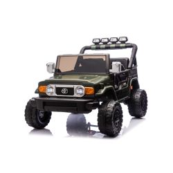 Električni avtomobilček Toyota FJ Cruiser XXL s pogonom 4x4, licenciran (dvosedežni), zelen, prenosna litijeva baterija, visoko podvozje, dva sedeža, vzmetena zadnja os, 2,4 GHz daljinski upravljalnik, MP3 predvajalnik z Bluetoothom, LED luči