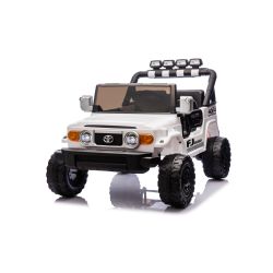 Električni avtomobilček Toyota FJ Cruiser XXL s pogonom 4x4, licenciran (dvosedežni), bel, prenosna litijeva baterija, visoko podvozje, dva sedeža, vzmetena zadnja os, 2,4 GHz daljinski upravljalnik, MP3 predvajalnik z Bluetoothom, LED luči