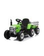 Otroški traktor na akumulator WORKERS s prikolico, zelen - pogon na zadnja kolesa, Litijeva baterija, širok plastični sedež, 2,4 GHz daljinski upravljalnik, MP3 predvajalnik - USB/Bluetooth, LED luči