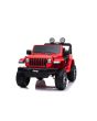 Električni avtomobilček JEEP Wrangler, Dvosed, rdeč, Usnjeni sedeži, Radio z Bluetooth predvajalnikom, SD/USB vhod, 4x4 pogon, Litijeva baterija, EVA kolesa, Vzmetene osi, 2,4 GHz daljinski upravljalnik