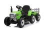 Otroški traktor na akumulator WORKERS s prikolico, zelen - pogon na zadnja kolesa, Litijeva baterija, širok plastični sedež, 2,4 GHz daljinski upravljalnik, MP3 predvajalnik - USB/Bluetooth, LED luči