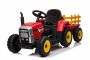 Električni traktor WORKERS s stranskim robom, rdeč, pogon na zadnja kolesa, Litijeva baterija, plastična kolesa, širok sedež, 2,4 GHz daljinski upravljalnik, enosed, MP3 predvajalnik z USB/SD vhodom, LED luči, Bluetooth
