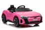 Električni avtomobilček Audi RS E-tron GT 12V, roza, širok enojni sedež, 2,4 GHz daljinski upravljalnik, USB/AUX vhod, Bluetooth, vzmetenje, litijeva baterija, LED luči, 2 X 25W motor, ORIGINALNA registracija